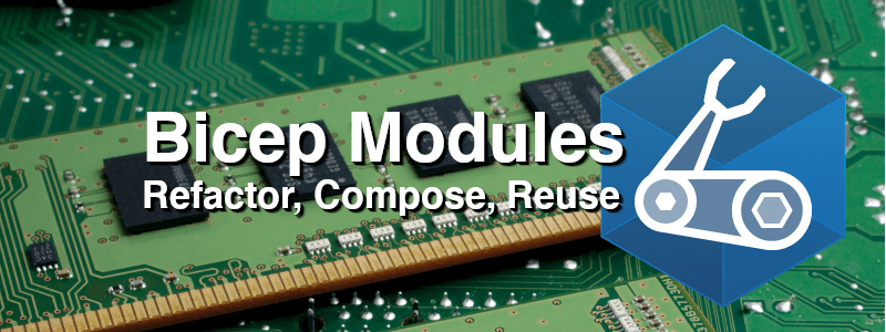 Bicep introduces the concept of modules to enable template reuse. I took some time out of my day to refactor an application that had been using ARM templates (converted to Bicep templates) to use Bicep modules. This post will cover the things that I learnt by working through that process. /2021/07/bicep-modules-refactor-compose-reuse/bicep-modules-cover.png
